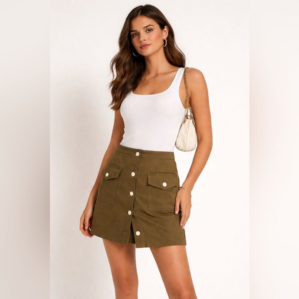 NWT Derek Lam 10 Crosby Willow Street Olive Utility Skort